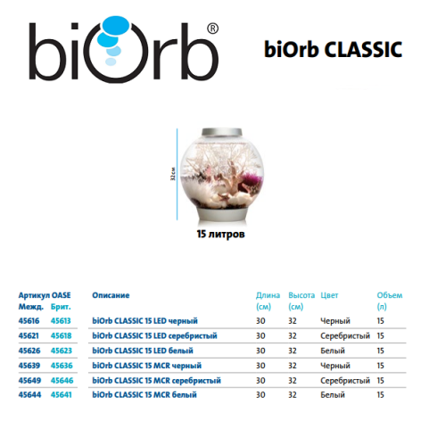 Biorb CLASSIC 15 литров, черный, MCR