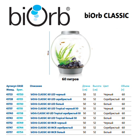 Biorb CLASSIC Thermo 60 литров, черный, LED