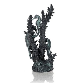 Коралл с морскими коньками черный средний (Seahorses on coral black medium)