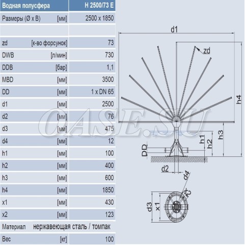 Фонтанная насадка - " Водная полусфера" - Water Hemisphera 2500 Фонтанная насадка - " Водная полусфера" - Water Hemisphera 2500